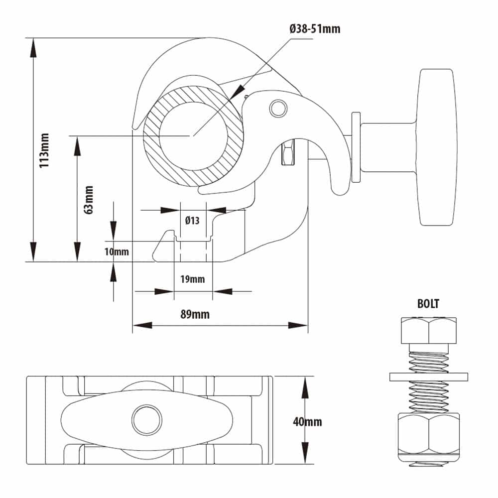 KUPO 2"快扣黑色掛鈎 (1)